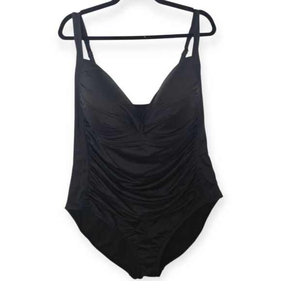 Sonnet Shores Womens Size 24 Black One Piece Swimsuit Slimming Adjustable Strap - Picture 1 of 4